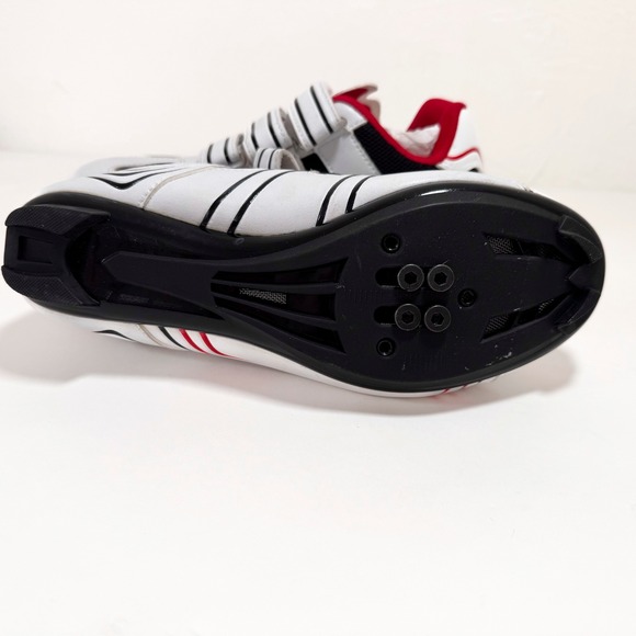 Cycling Shoes Road Bike Breathable White Black Red Hook Loop Straps - Picture 3 of 6